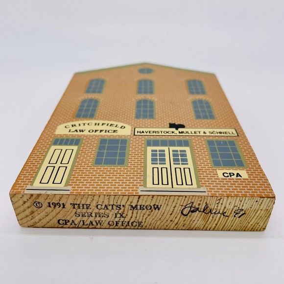 The Cat's Meow Collectibles Series IX CPA Critchfield Law Office Signed 1991 - Picture 6 of 6